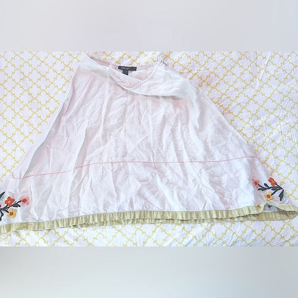 DKNY-skirt 100% linen, flower embroidered boho apron - Picture 4 of 7